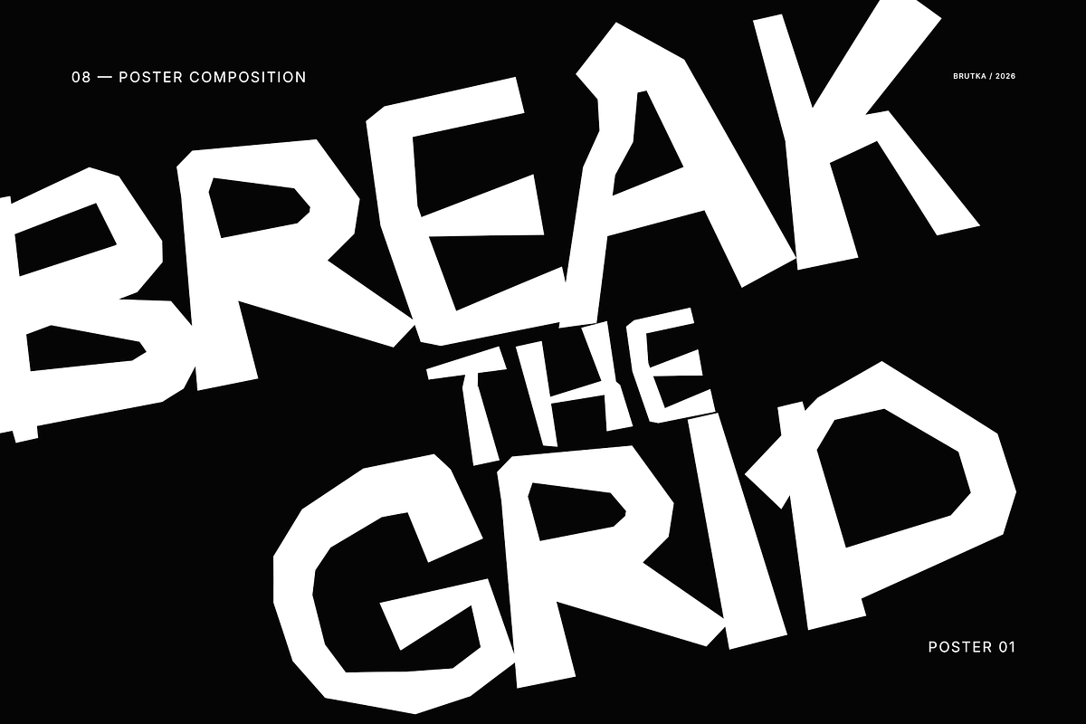 BRUTKA - Experimental Display Font, a Handwritten Font by Hasbi Creative (Photo 8 of 12)