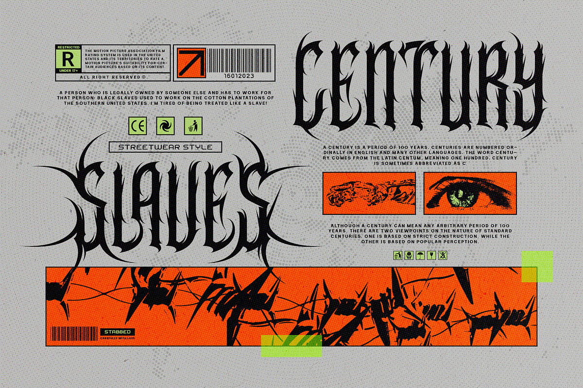Maytorm Modern Metal Typeface, a Blackletter Font by alit design (Photo 11 of 20)
