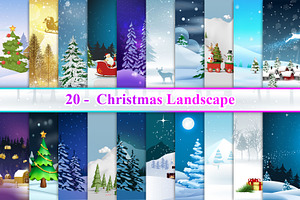 Christmas Landscape Background, a Decorative Illustration by Digital Studio