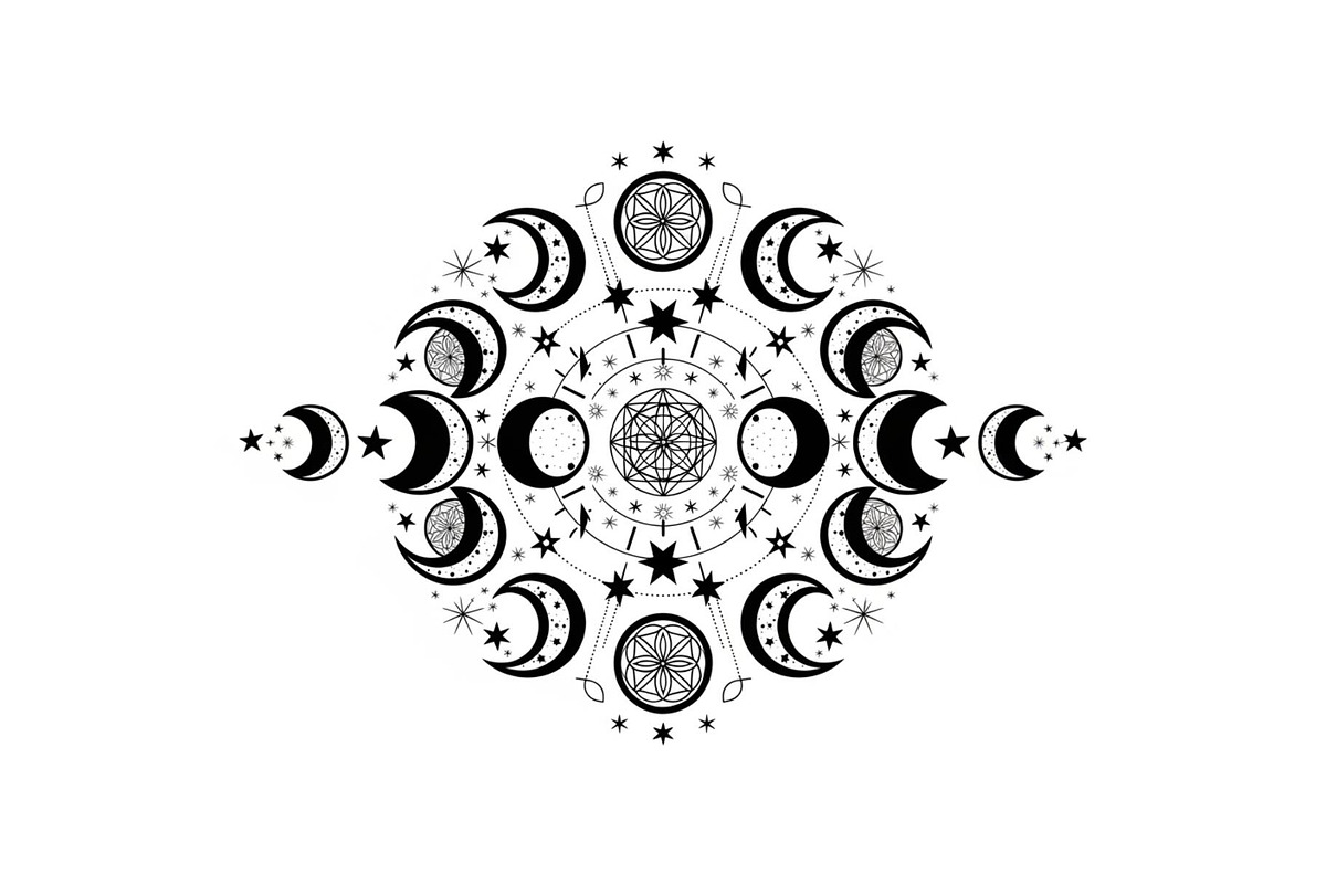 Moon Phase Mandala SVG Bundle, an Illustration by yasushie (Photo 22 of 31)
