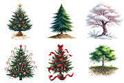 Watercolor Christmas Tree Clipart, an Illustration by CrexoraLab (Thumbnail 4 of 5)