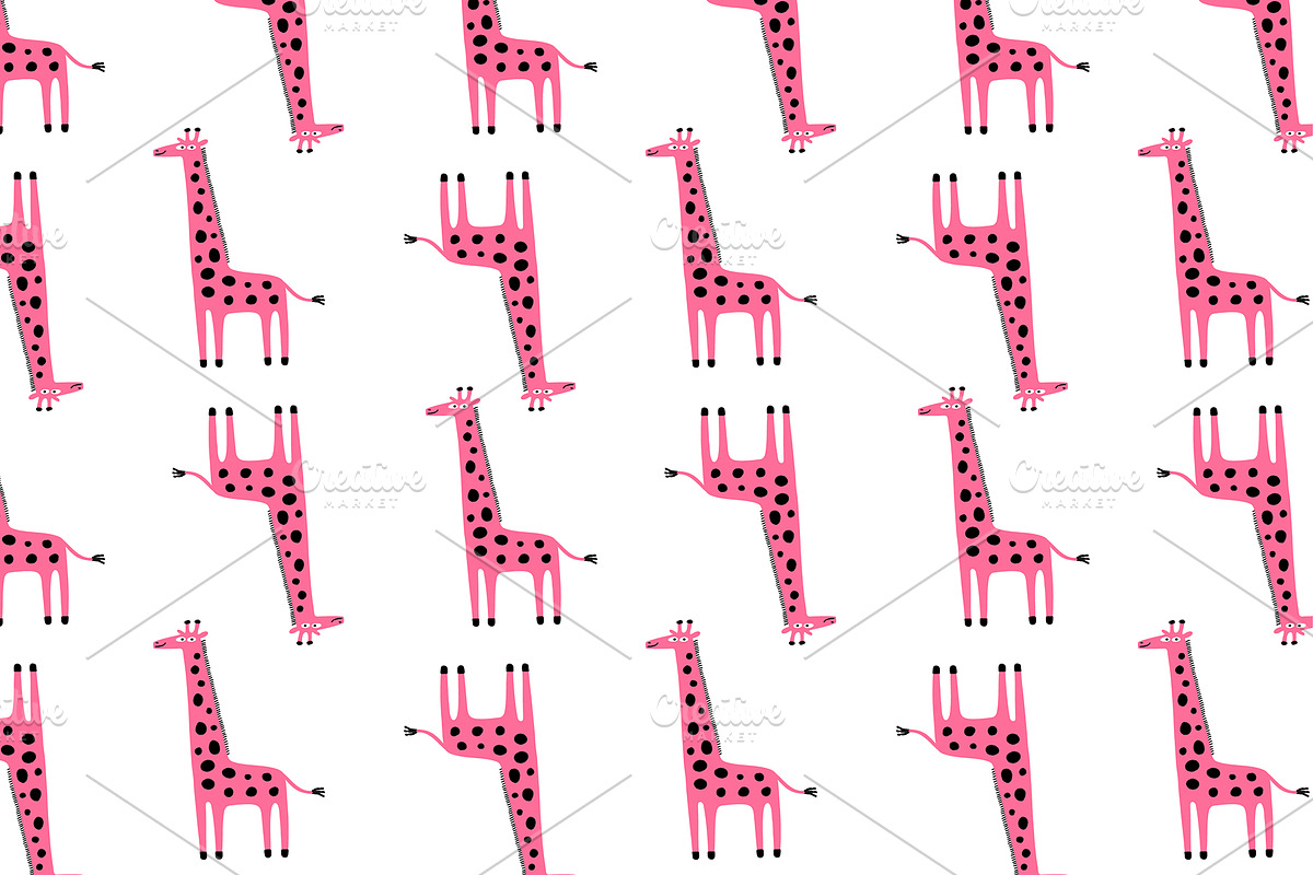 Pink Animals, A Giraffe, a Pattern Graphic by Irene Loal (Photo 3 of 3)