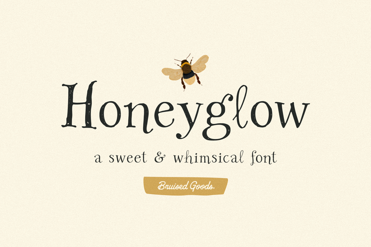 Honeyglow, a Serif Font by Bruised Goods (Photo 1 of 14)