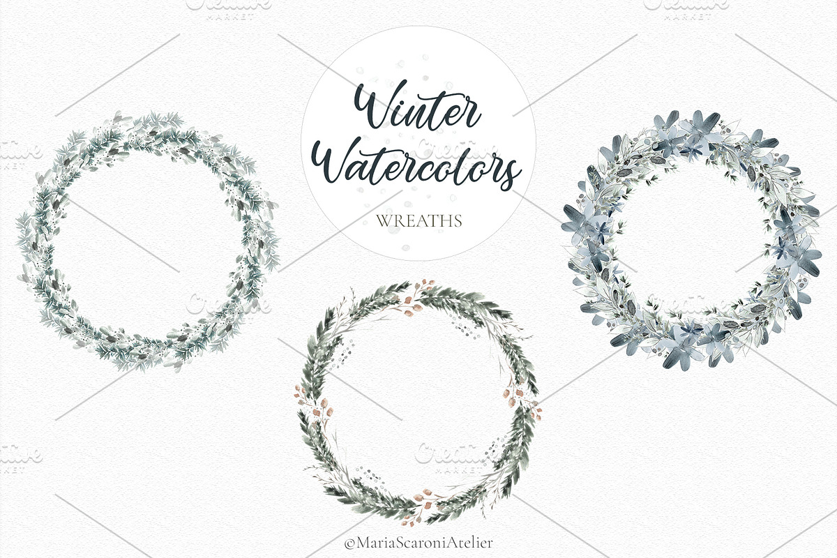 Watercolor Christmas Clipart, a Decorative Illustration by MariaScaroniAtelier (Photo 2 of 10)