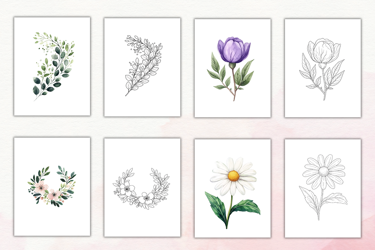 Blush & Bloom Spring Coloring Pages, a Decorative Illustration by Daffodil Dream Studio (Photo 4 of 9)