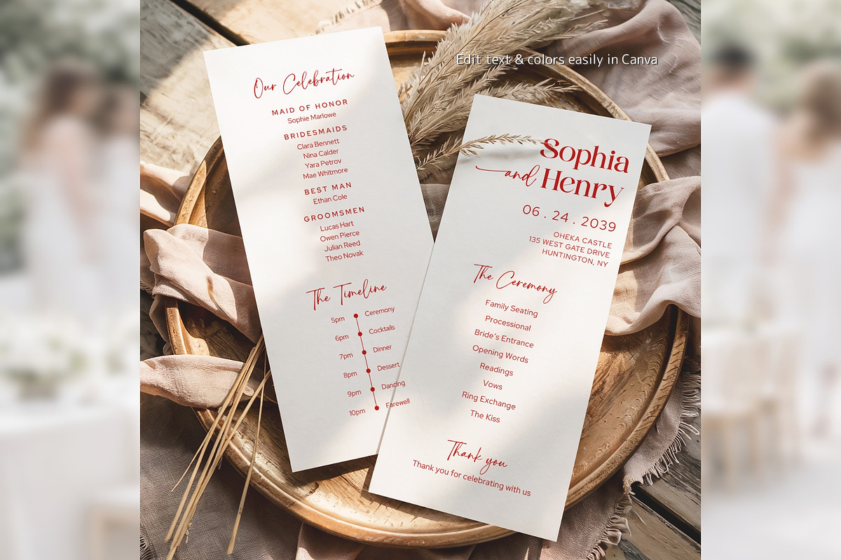 Minimal Wedding Program Canva bd006, a Card Template by TyphoonStudio (Photo 4 of 10)