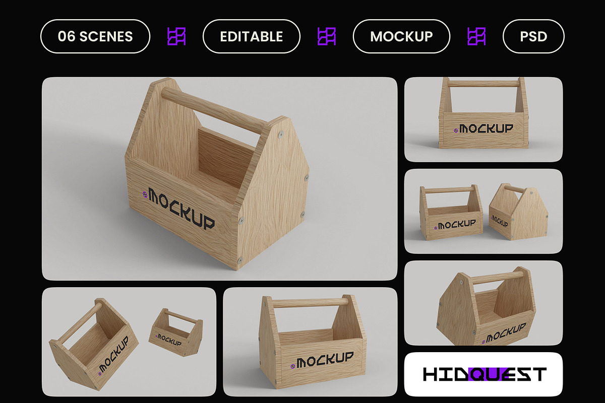 Wooden Toolbox Mockup, a Household Mockup by hiddemaru (Photo 2 of 4)