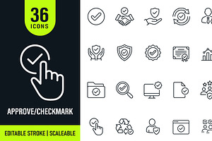 Approve & Checkmark Stroke Icons, an Outline Icon by Master Design