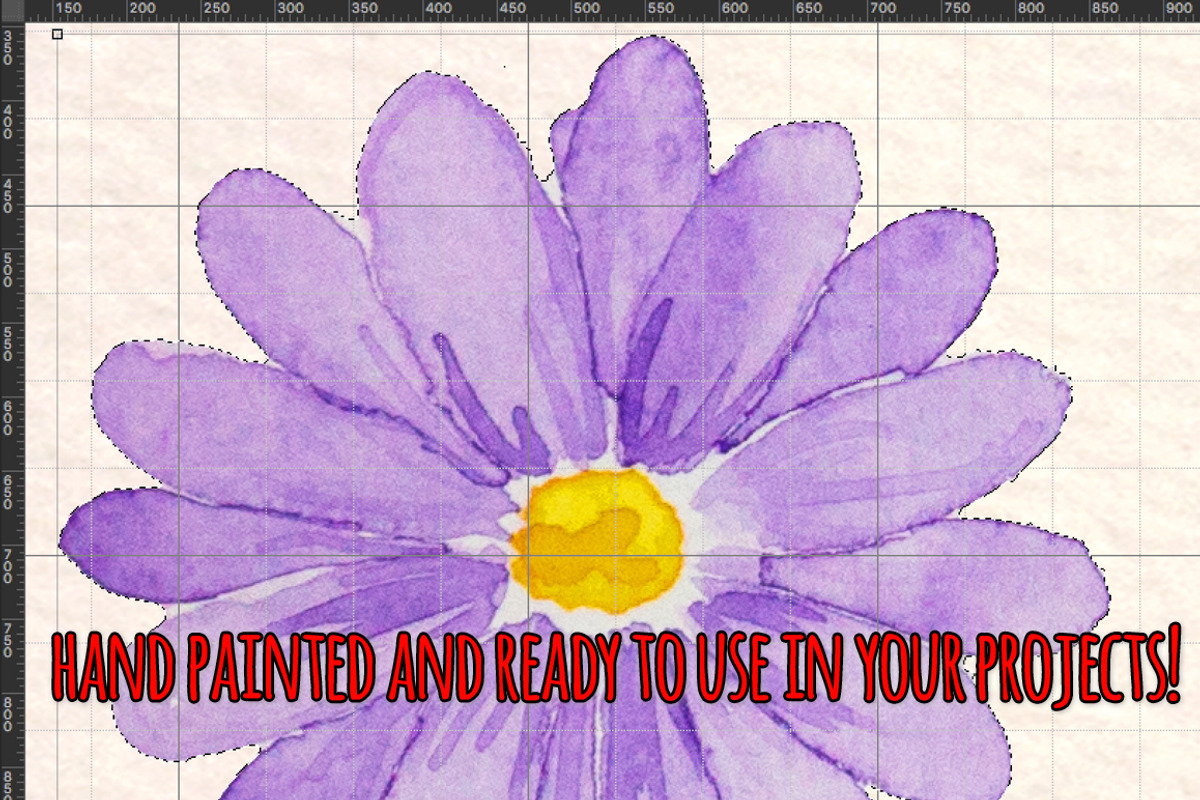Purple Daisy Watercolor Bundle, a Seasonal Illustration by Violet LeBeaux (Photo 3 of 3)
