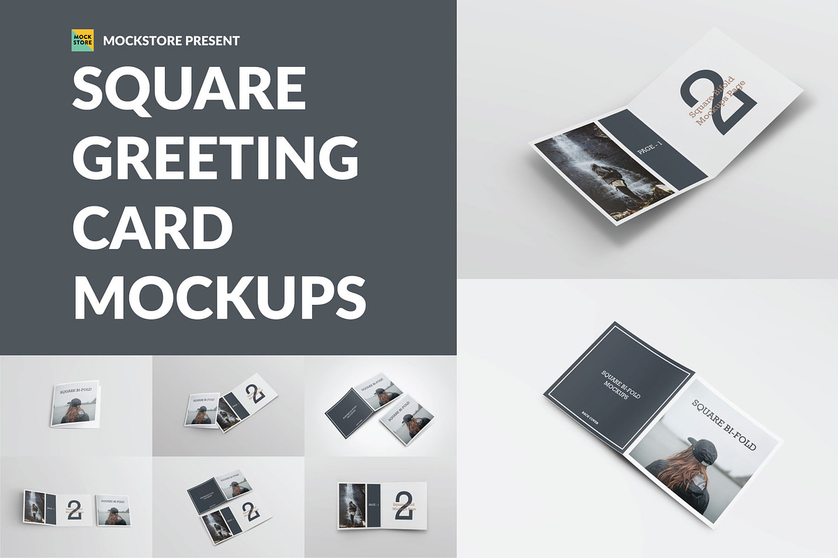 Square Greeting Card Mock-Ups, a Print Template by Mockstore (Photo 11 of 11)