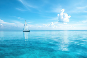 Sailboat glides across calm blue wat, a Photo by Iftikhar Alam