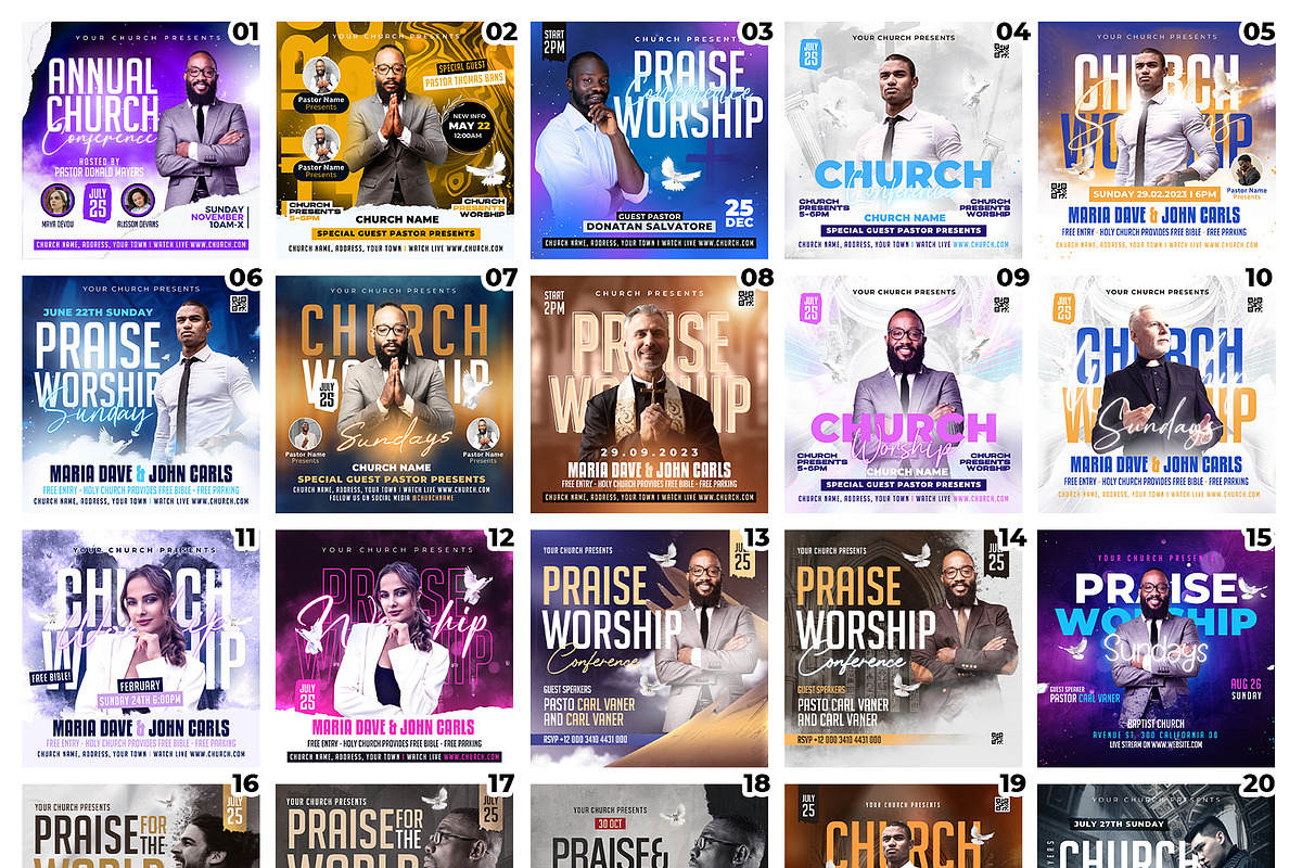 60 Church Flyers Bundle, 4x4 Canva, a Flyer Template by FLYERHIVE (Photo 2 of 5)