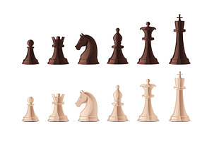Black and white chess pieces set, a Decorative Illustration by Good Studio