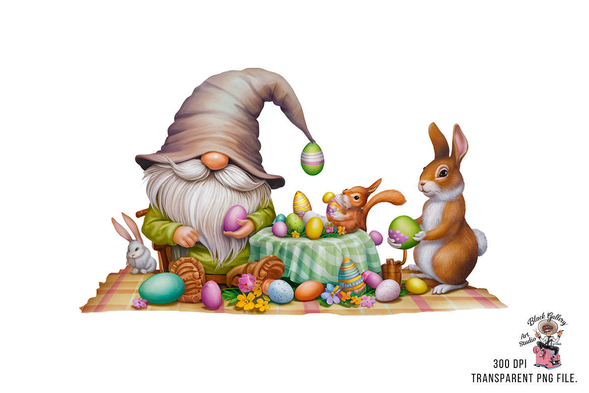 Easter Gnome Clipart PNG Bundle, an Illustration by Clipart Bloom (Photo 4 of 18)