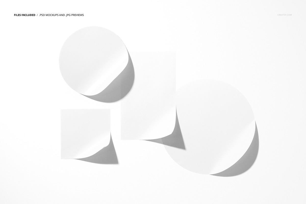 Different Shapes Stickers Mockup, a Merchandise Mockup by creatsy5 (Photo 2 of 5)