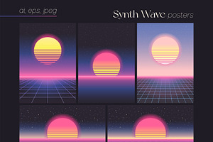 SYNTHWAVE 80s, 90s Retrowave Vector