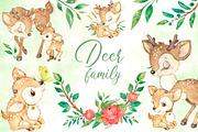 Deer family watercolor clipart., an Animal Illustration by SavinV (Thumbnail 1 of 6)