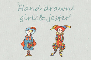 Vector couple: Girl and Jester