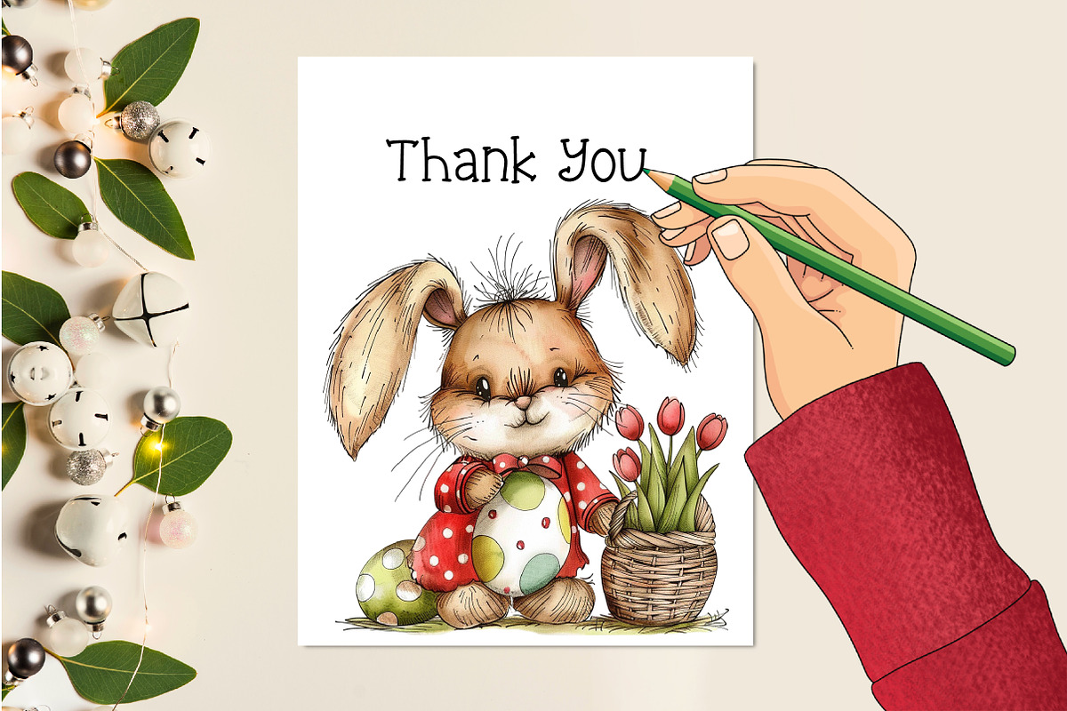 Watercolor Easter Cute Rabbit Bundle, an Illustration by Creative Art (Photo 5 of 8)