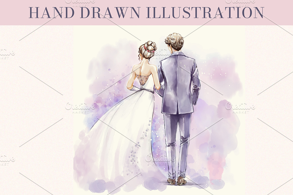 Watercolor Wedding Invite Set, a Marketing Template by Elena Naumchenkova (Photo 2 of 4)