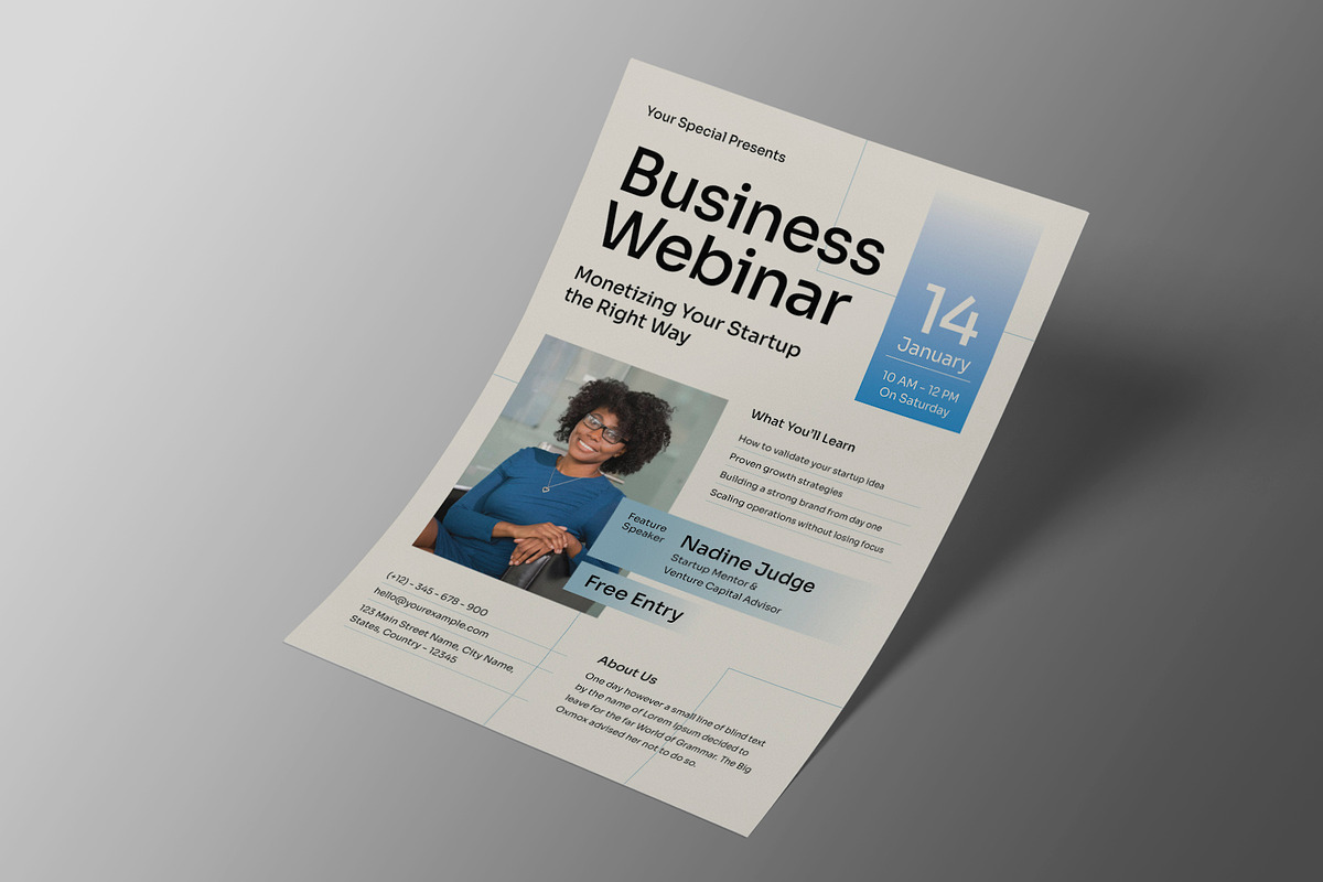 White Modern Startup Webinar Flyer, a Flyer Template by Neermana (Photo 2 of 4)