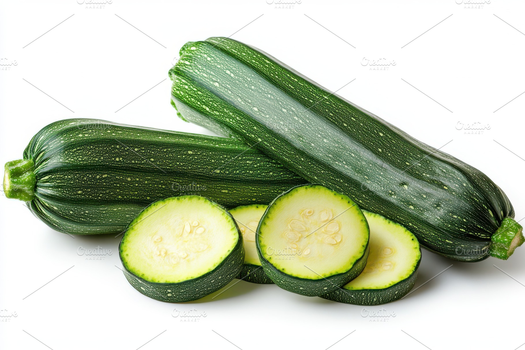Fresh Green Zucchini Slices Vegetabl, a Photo by Pixeness Studio