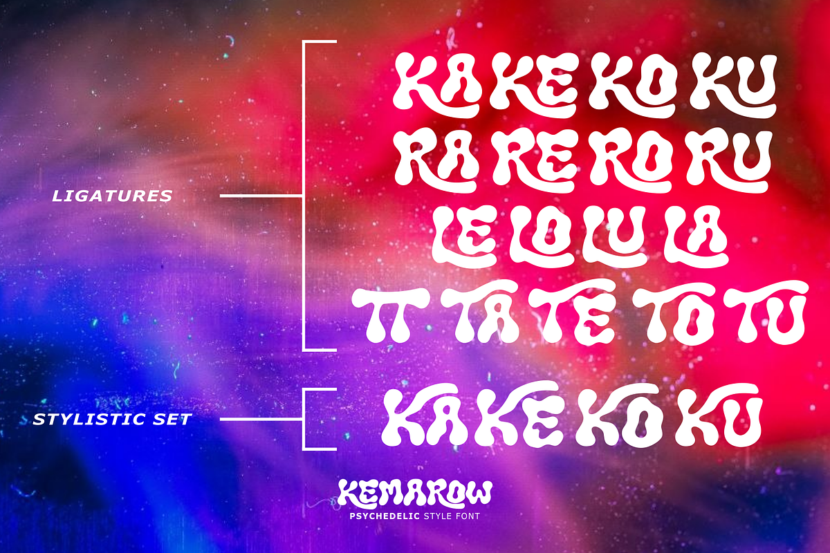 Kemarow - Psychedelic font, a Handwritten Font by Majelis Art (Photo 8 of 9)