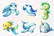 Undersea watercolor clipart, an Illustration by CreationArt (Thumbnail 2 of 5)