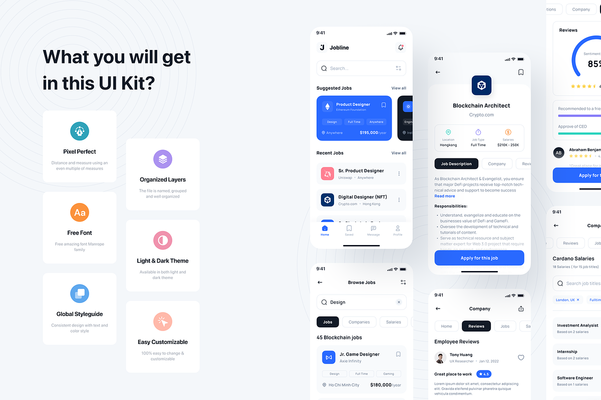 Jobline - Job Finder App iOS UI Kit, an UI Kit Template by Unpixel Design (Photo 3 of 6)