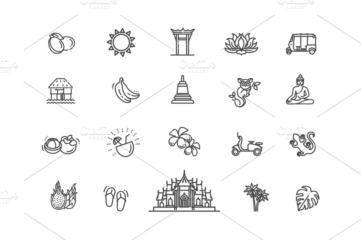 Thailand outline Icons, an Outline Icon by Tettygreen (Photo 2 of 2)