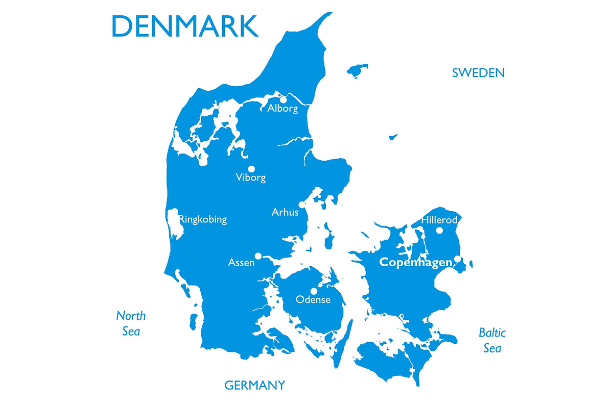 Vector map of Denmark, an Illustration by ilynx