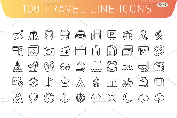 Travel Line Icons. Set 1