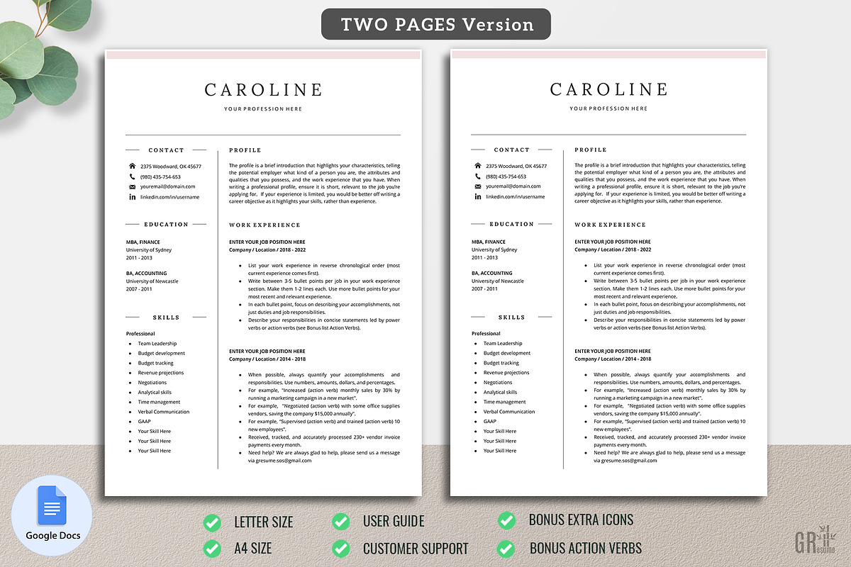 Google Docs Resume Template 03, a Resume Template by GResume (Photo 3 of 8)
