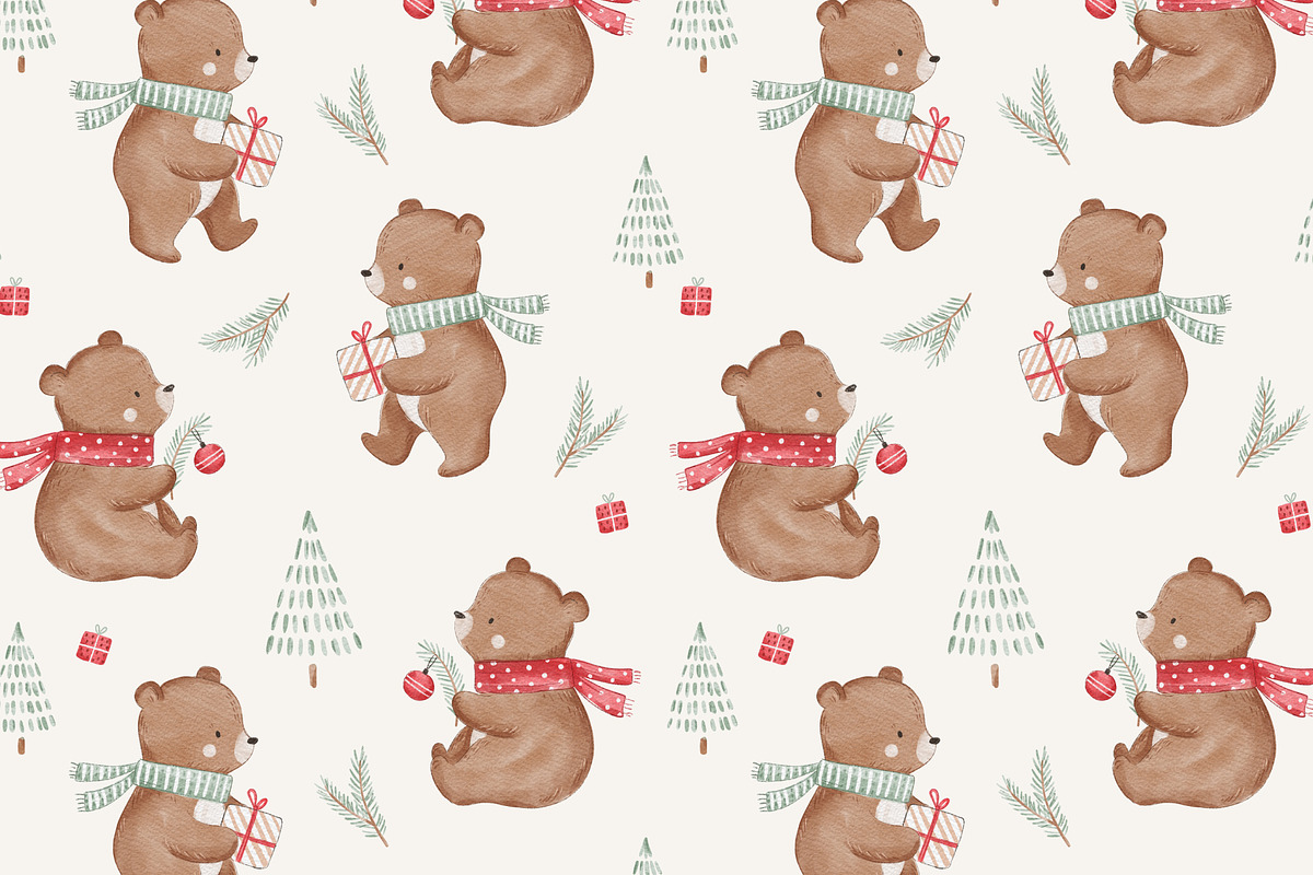Christmas bear, a Pattern Graphic by Olena Kuznietsova (Photo 10 of 10)
