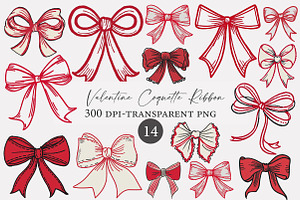Valentine Coquette Ribbon Clipart, an Illustration by Designworld