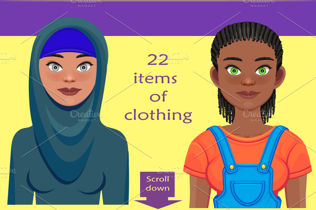 Girl avatar creator (PS), a Person Illustration by Mandarinkas art (Photo 9 of 9)