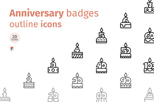 Anniversary outline badges, an Icon by LAFS