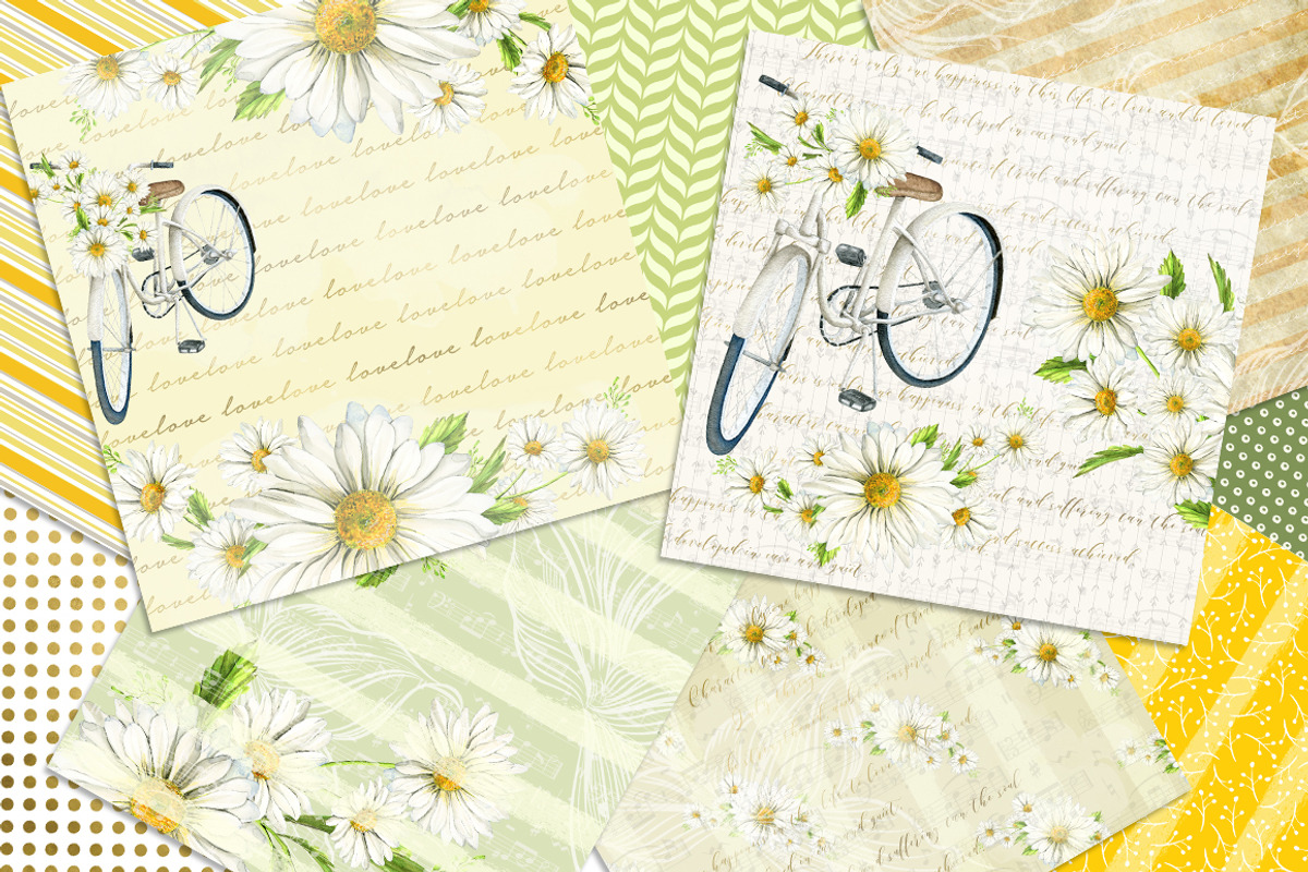 DAISY DIGITAL PAPER PACK, a Pattern Graphic by rusticmelody (Photo 2 of 2)