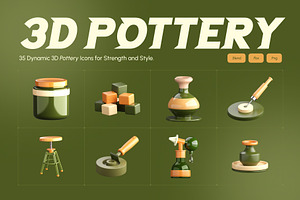 3D Pottery Icon Collection, a Duotone Icon by Vectors Market