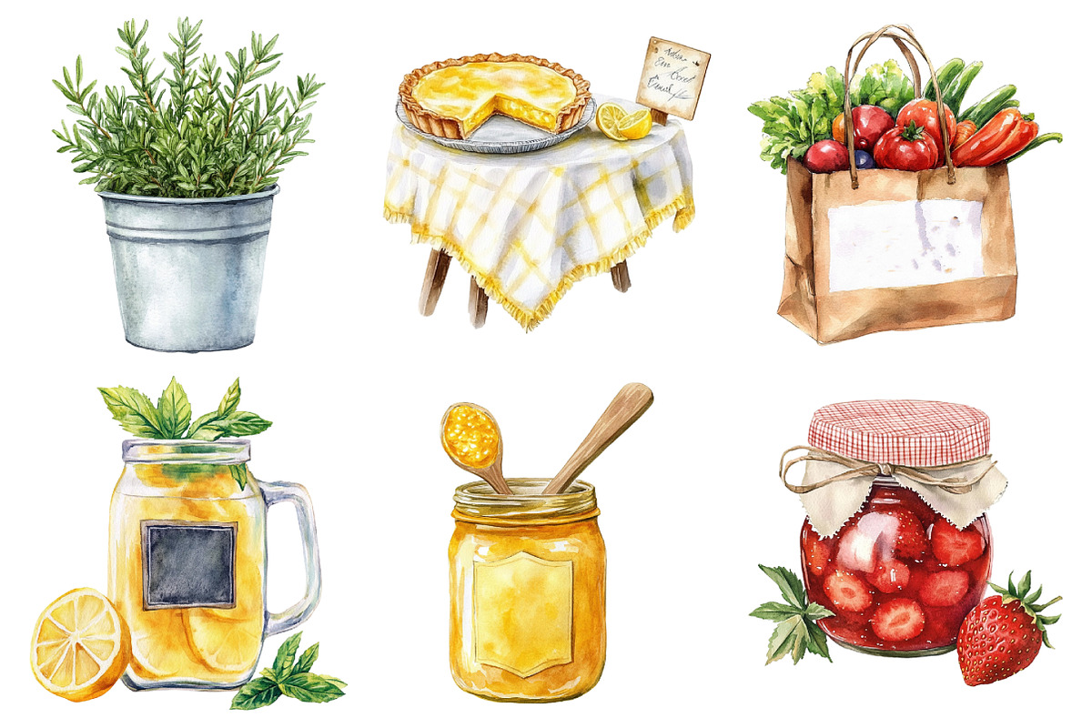 Watercolor Farmers Market Clipart, an Illustration by Daily.Designs (Photo 2 of 5)