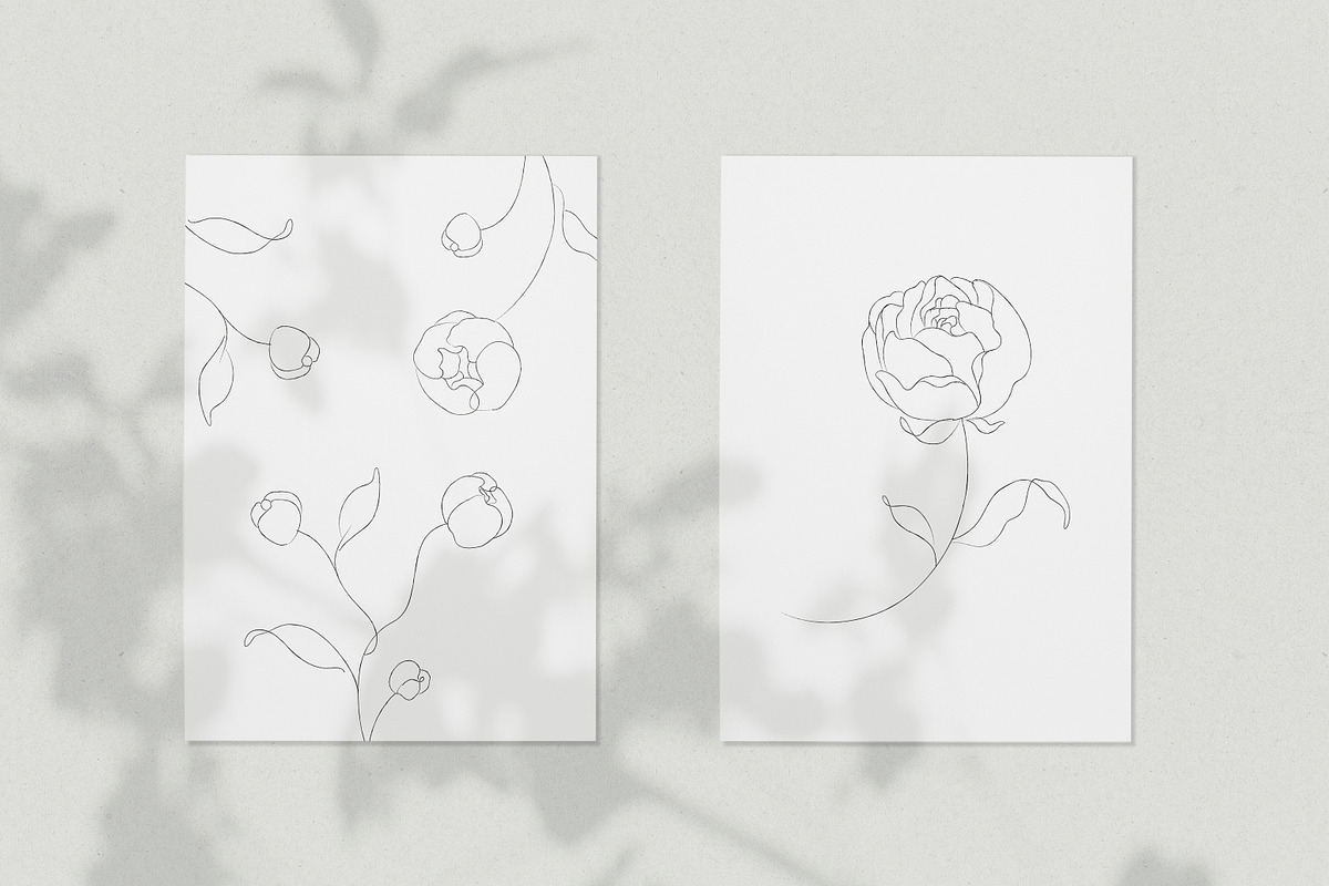 Minimalist Peony Line Sketches, a Decorative Illustration by Galerie Design Studio (Photo 8 of 10)
