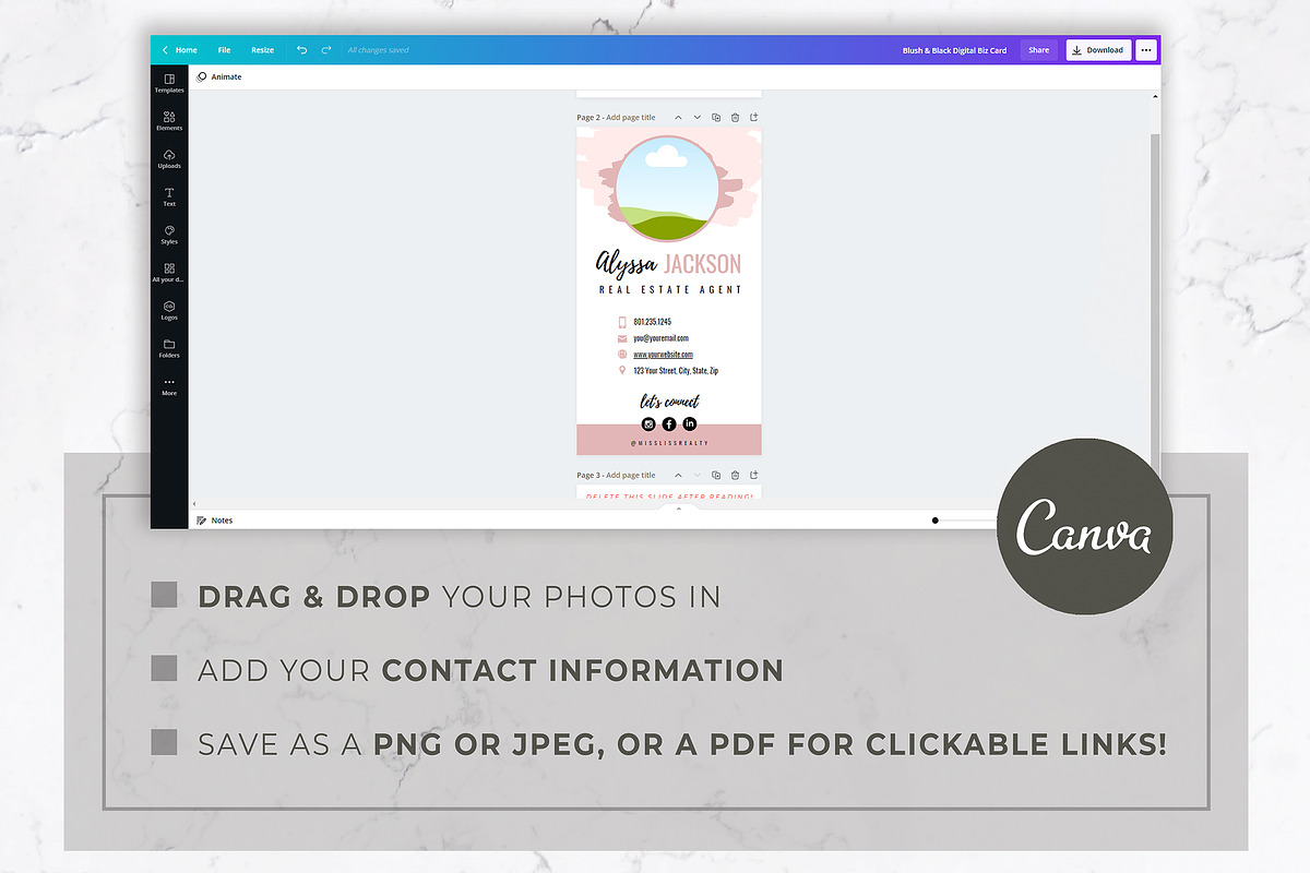 Digital Business Card Template, a Business Card Template by Thirty One Palms Studio (Photo 4 of 5)