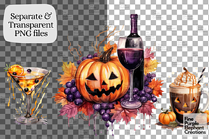 Watercolor Halloween Coffee Drinks