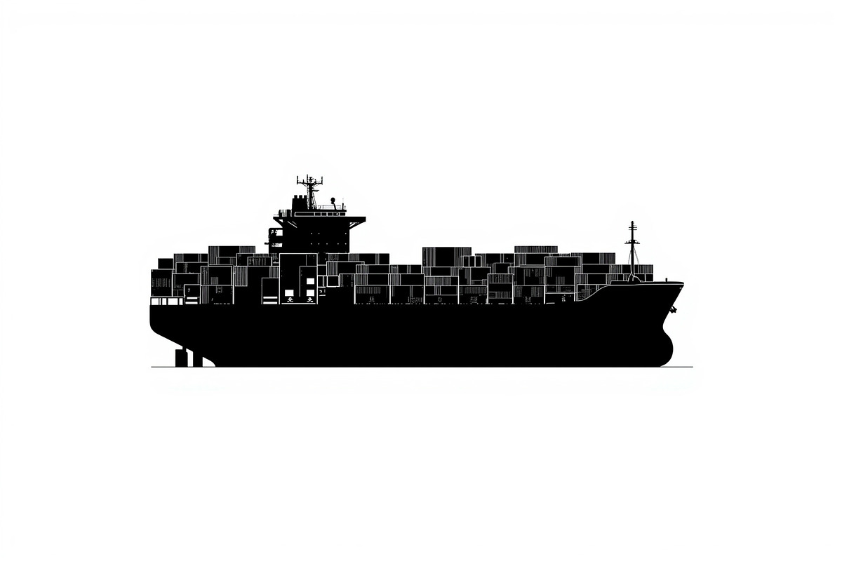 Sailing & Cargo Ship Silhouette Bund, an Illustration by Creativeshirt (Photo 3 of 9)