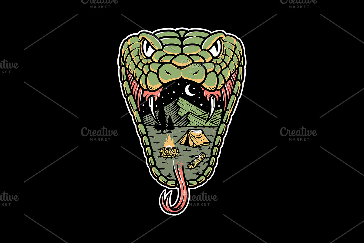 snake head with mountain view, an Animal Illustration by gunaonedesign (Photo 1 of 4)