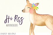 Watercolor Spring Woodland Clipart, an Animal Illustration by PaperSphinx (Thumbnail 2 of 3)