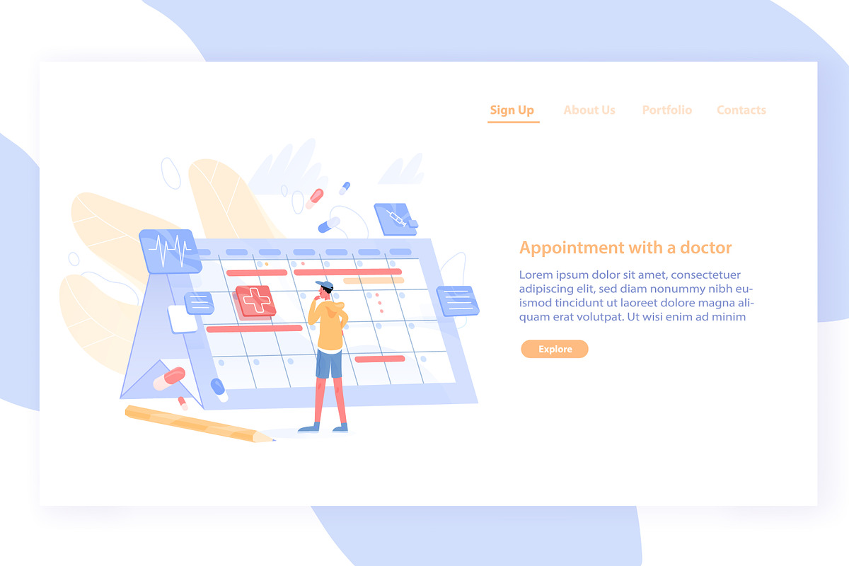 Choosing date of appointment concept, a Healthcare Illustration by Good Studio (Photo 1 of 3)