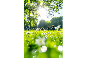 Sunlight Through Trees and Daisies, a Nature Photo by Lermont51