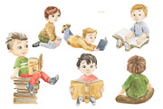Children and books, watercolor set, an Education Illustration by Love Watercolor Store (Thumbnail 2 of 10)