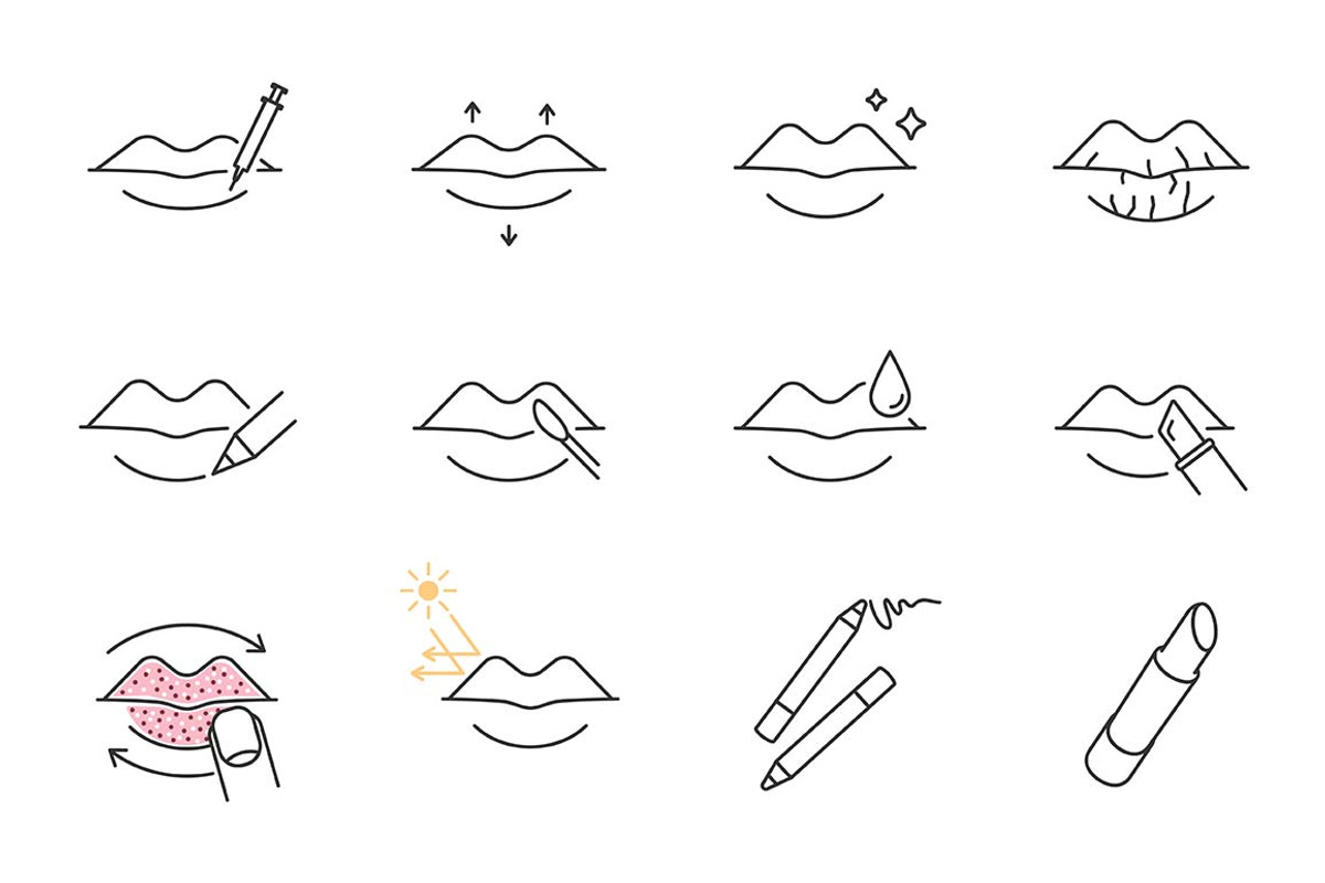 Lip care icons, an Outline Icon by mayrum (Photo 2 of 2)